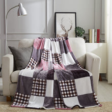 Load image into Gallery viewer, Tache Autumn Muave Purple Pink Farmhouse Super Soft Plaid Patchwork Throw Blanket (4022)