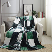Load image into Gallery viewer, Tache Forest Green Plaid Flannel Throw Blanket (4023)