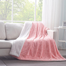 Load image into Gallery viewer, DaDa Bedding Luxury Blossom Pink Rose Buds Pink Sherpa Backside Faux Fur Throw Blanket (BL-171752)