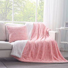 Load image into Gallery viewer, DaDa Bedding Rosey Pastel Blossom Pink Faux Fur Euro Throw Pillow Cover (171752)