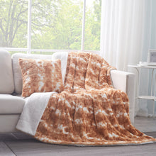 Load image into Gallery viewer, DaDa Bedding Amber Orange Brown &amp; White Cozy Faux Fur Euro Throw Pillow Cover (M3396)