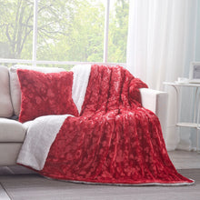 Load image into Gallery viewer, DaDa Bedding Candy Apple Red Vibrant Luxury Faux Fur Euro Throw Pillow Cover (Red-19)