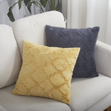 Load image into Gallery viewer, Tache Faux Fur Steel Navy Blue Diamond Trellis Pattern Cushion Cover / Euro Sham (3390)