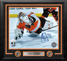 Load image into Gallery viewer, Carter Hart Philadelphia Flyers Diving Save vs. Canucks Autographed Framed Hockey Photo