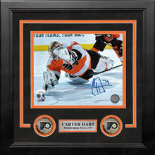 Load image into Gallery viewer, Carter Hart Philadelphia Flyers Diving Save vs. Canucks Autographed Framed Hockey Photo