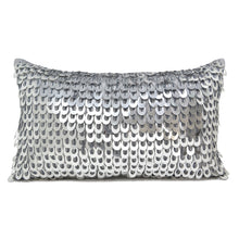 Load image into Gallery viewer, Cascading Silver Sequin Pillow Cover