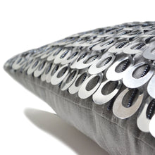 Load image into Gallery viewer, Cascading Silver Sequin Pillow Cover