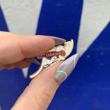 Load image into Gallery viewer, Cats and Wine Make Everything Fine Enamel Pin in Purplish Red and Gold