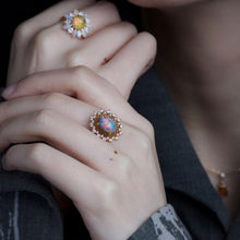 Load image into Gallery viewer, Certificated 2.26ct Play of Color Black Opal Diamond Halo Engagement Ring 18K Gold