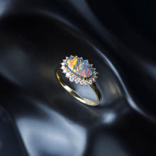 Load image into Gallery viewer, Certificated Black Opal Halo Diamond Engagement Ring 18K Gold