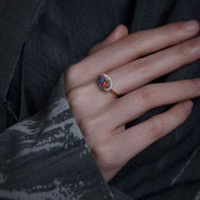 Load image into Gallery viewer, Certificated Black Opal Halo Diamond Engagement Ring 18K Gold