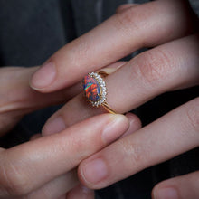 Load image into Gallery viewer, Certificated Black Opal Halo Diamond Engagement Ring 18K Gold