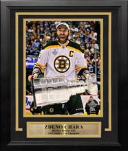 Load image into Gallery viewer, Zdeno Chara Hoists The Stanley Cup Boston Bruins 8" x 10" Framed Hockey Photo