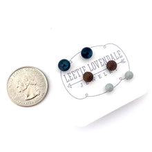 Load image into Gallery viewer, Charcoal Grey and Coffee Brown Tiny Studs Earrings Set