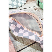 Load image into Gallery viewer, Checkered Belt Bag Fanny Pack Y2K Gen Z Aesthetic win 4 Colors [Violet, Pink, Green, Gray] 9.5" x 6"
