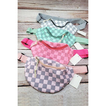 Load image into Gallery viewer, Checkered Belt Bag Fanny Pack Y2K Gen Z Aesthetic win 4 Colors [Violet, Pink, Green, Gray] 9.5" x 6"