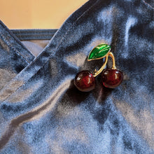 Load image into Gallery viewer, Cheeky Cherries Brooch | 1.45&quot; Wide Pin in Metal Alloy with Gold Finish