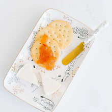Load image into Gallery viewer, Cheetah Platter With Spreader | Ceramic Serving Dish Plate Tray with Butter Cheese Knife