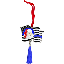 Load image into Gallery viewer, GL1-019 Thin Blue Line Flag Merry Christmas Ornament CBP Police LAPD Chicago NYPD FBI ATF