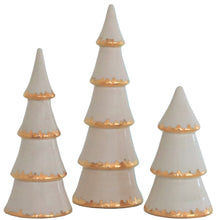 Load image into Gallery viewer, Beige Tiered Christmas Trees with 22K Gold Brushstroke Accent