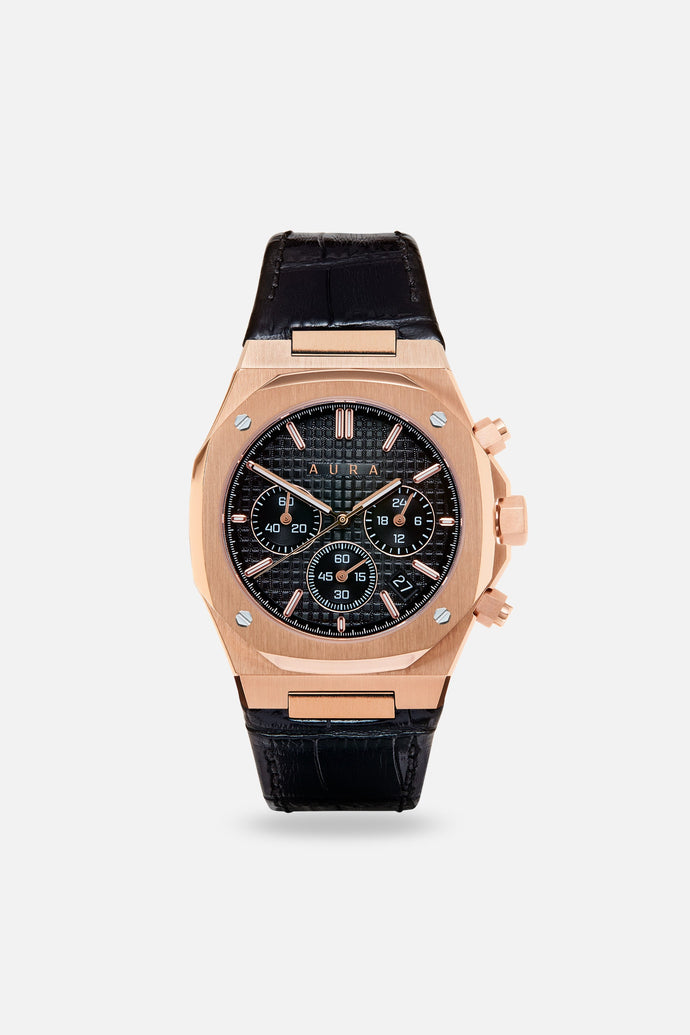 Rose Gold/Black Luxury Watch- 40MM