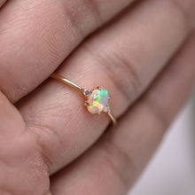 Load image into Gallery viewer, Classic Design Oval Solid Opal Diamond Engagement Ring 14K Yellow Gold