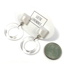 Load image into Gallery viewer, White Moonglow &amp; Clear Donut Drop Earrings