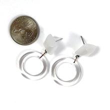 Load image into Gallery viewer, White Moonglow &amp; Clear Donut Drop Earrings