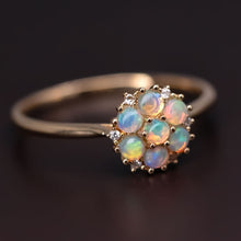 Load image into Gallery viewer, Cluster Engagement Ring Solid Opal &amp; Diamond 18K Yellow Gold