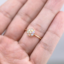 Load image into Gallery viewer, Cluster Engagement Ring Solid Opal &amp; Diamond 18K Yellow Gold