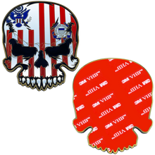 Load image into Gallery viewer, CL-GG  US Coast Guard Flag 3M adhesive Coastie Skull Challenge Coin for vehicle boat car truck safe locker award USCG