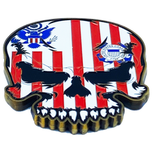 Load image into Gallery viewer, EL3-015 US Coast Guard Flag MH-65 Helicopter Coastie Skull CGAS AirSta Wings Challenge Coin USCG Air Station USCG Air Branch