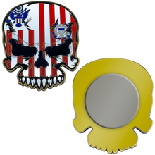 Load image into Gallery viewer, EL6-016 US Coast Guard Flag strong magnet Coastie Skull Challenge Coin for refrigerator safe locker cabinet USCG