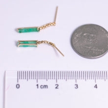 Load image into Gallery viewer, Colombian Raw Emerald Diamond Drop Earrings in 18K Yellow Gold