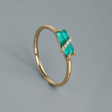 Load image into Gallery viewer, Colombian Raw Emerald Diamond Engagement Ring in 18K Yellow Gold