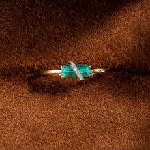 Load image into Gallery viewer, Colombian Raw Emerald Diamond Engagement Ring in 18K Yellow Gold