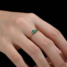 Load image into Gallery viewer, Colombian Raw Emerald Diamond Engagement Ring in 18K Yellow Gold