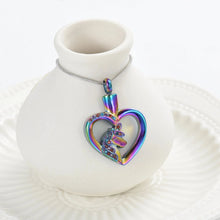 Load image into Gallery viewer, Unicorn Heart Cremation Urn Necklace with Rhinestones