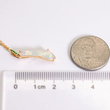 Load image into Gallery viewer, Colorful Opal Fossil Shell Diamond Tsavorite Necklace 18K Yellow Gold