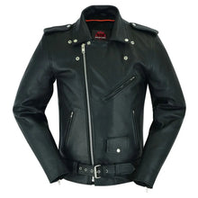 Load image into Gallery viewer, Men's Classic Plain Side Police Style M/C Jacket - TALL
