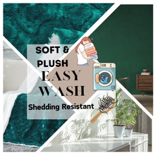 Load image into Gallery viewer, DaDa Bedding Mermaid Scales Emerald Green Blue w/ Sherpa Backside Faux Fur Throw Blanket (BL-171805)