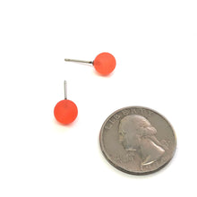 Load image into Gallery viewer, Dark Coral Frosted Lucite Mini Ball Stud Earrings