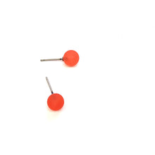 Load image into Gallery viewer, Dark Coral Frosted Lucite Mini Ball Stud Earrings