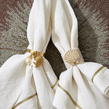 Load image into Gallery viewer, Shell resin napkin rings, pearly white, set of four
