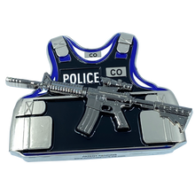 Load image into Gallery viewer, DL1-04 Correctional Officer M4 Body Armor 3D self standing Challenge Coin Corrections Prison Jail Thin Gray Line
