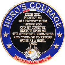 Load image into Gallery viewer, BL3-022 Hero's Courage Prayer Police Military Saint Michael Challenge Coin Thin Blue Line Thin Green Line