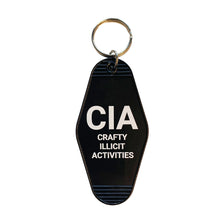 Load image into Gallery viewer, Crafty Illicit Activities Motel Style Keychain in Black