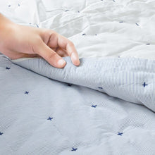 Load image into Gallery viewer, Handmade Quilt Blue White Striped Cotton, Cross Quilting, Comforter