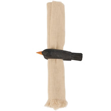 Load image into Gallery viewer, Crow Napkin Ring | Wooden Sculpted Black Bird Serviette Ring Table Napkin Holder | 4" x 2.75"