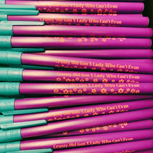 Load image into Gallery viewer, Crusty Old Gen X Lady Who Can't Even Ballpoint Pen in Violet | Gen Z Aesthetic Blue Ink